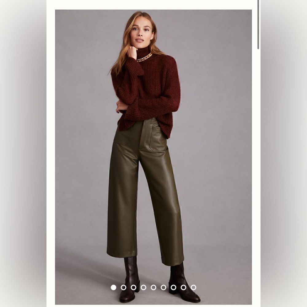 Anthropologie MAEVE THE COLETTE CROPPED LEATHER TROUSERS Size 26W plus size